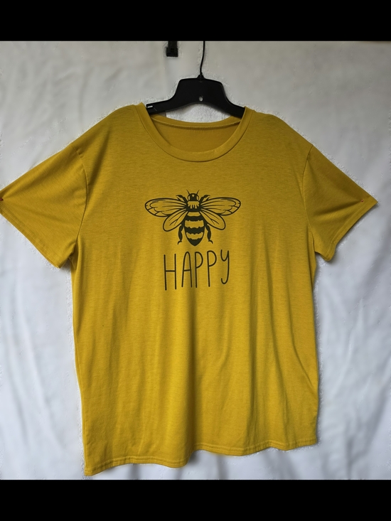 Tops - Bee Happy Graphic Tee - Yellow Women’s Plus Top